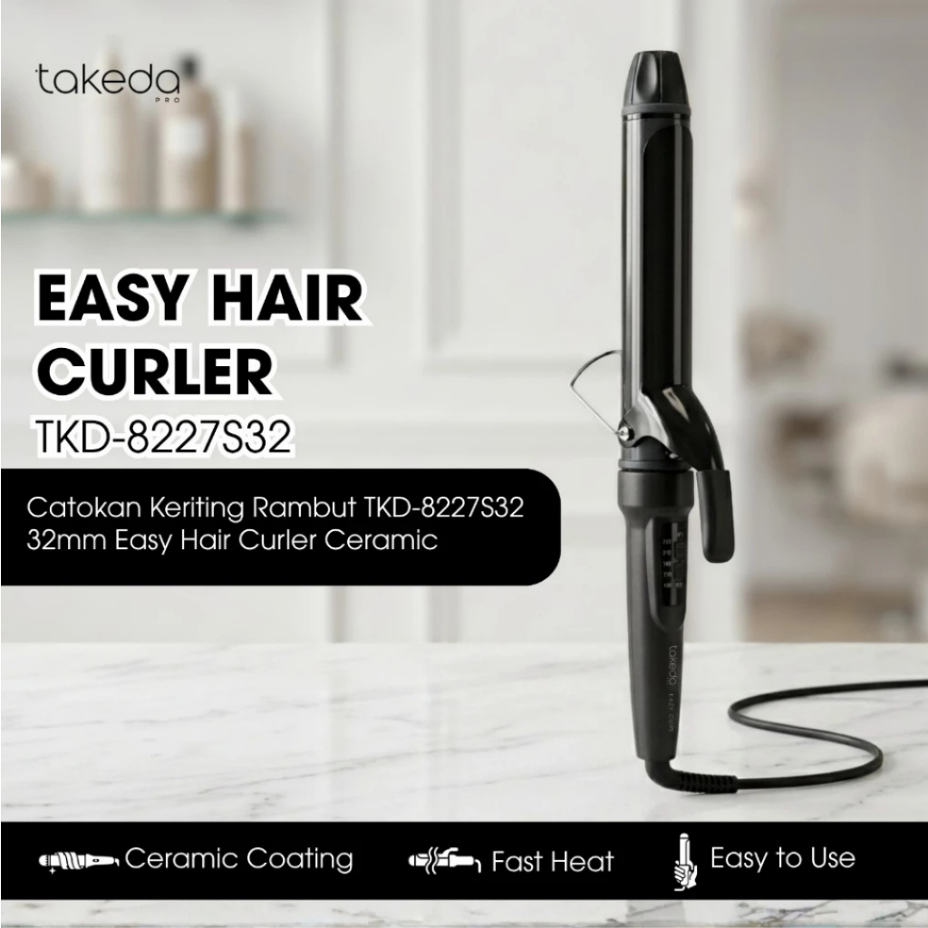 TakedaPro Eazy Curly Hair Curlier TKD-8227S 32mm/38mm - Curling Iron/Catokan Rambut/Plat Ceramic