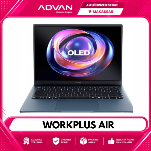 Advan Laptop Workplus Air AMD Ryzen 5 7535HS ram 16GB ssd 512GB 14" FHD+OLED Windows 11 Home