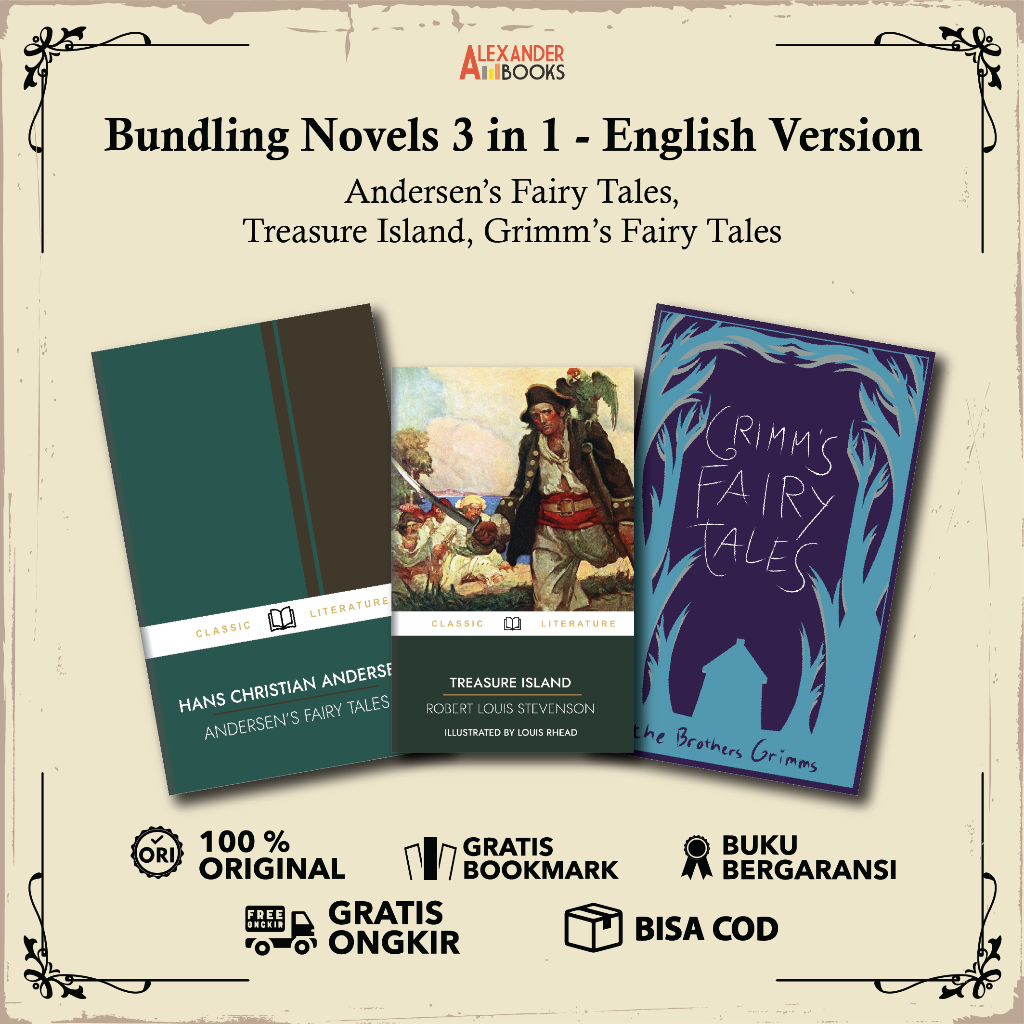 Bundling Buku (Andersen's Fairy Tales, Grimms Fairy Tales, Treasure Island) - English Version