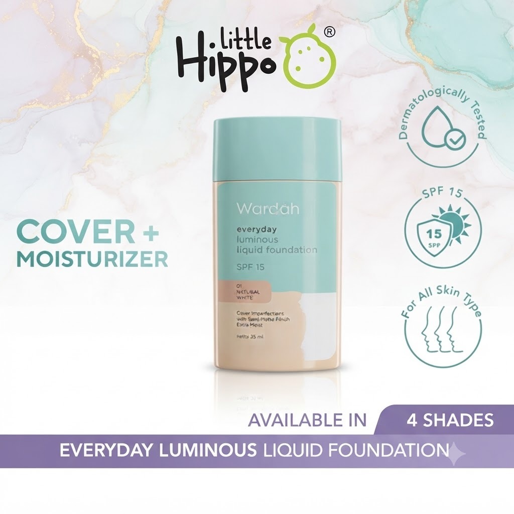 Wardah Everyday Luminous Liquid Foundation Alas Bedak Cair Dengan Hasil Matte Natural SPF 15 Alas Be