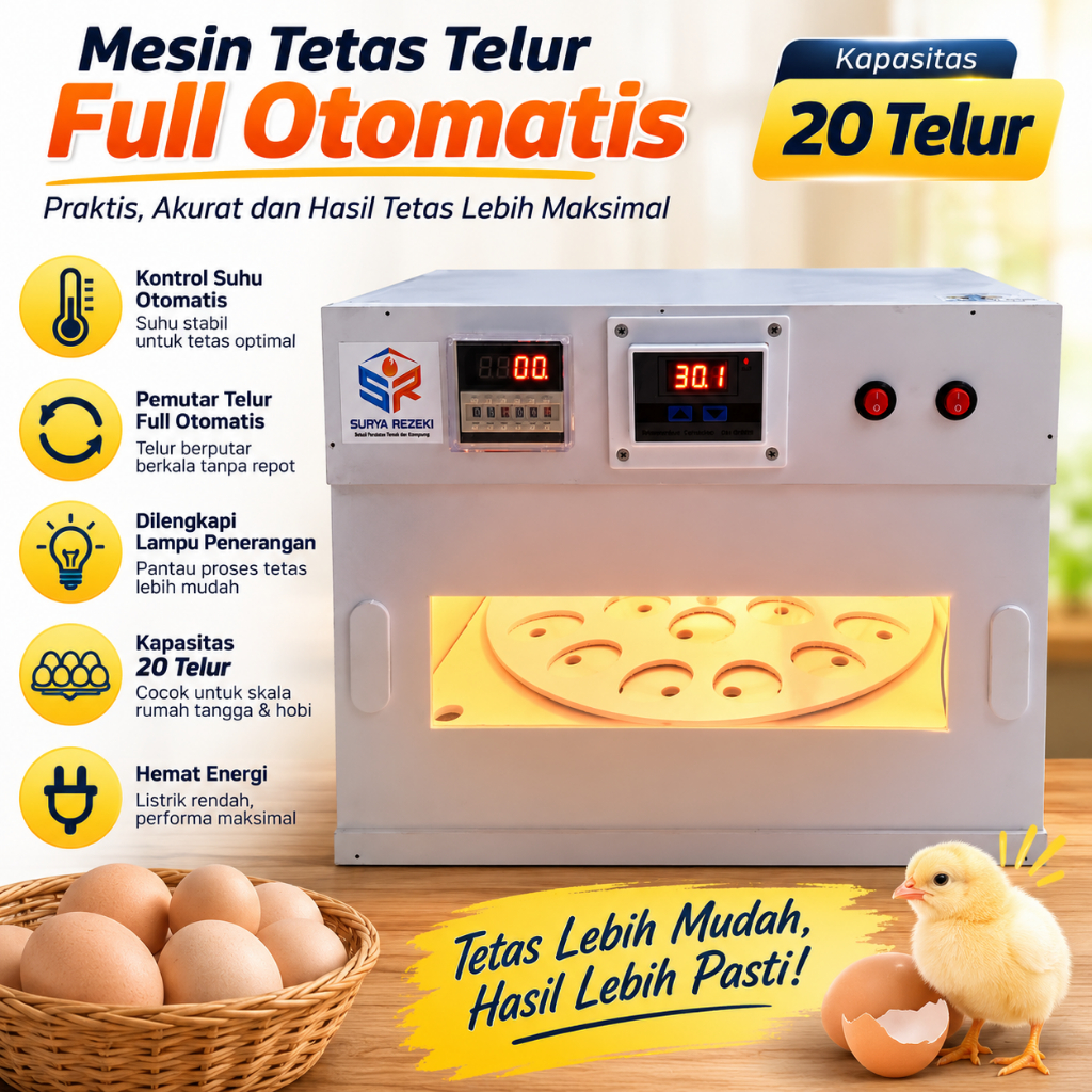 mesin tetas telur kap 20 full otomatis penetas telur ayam