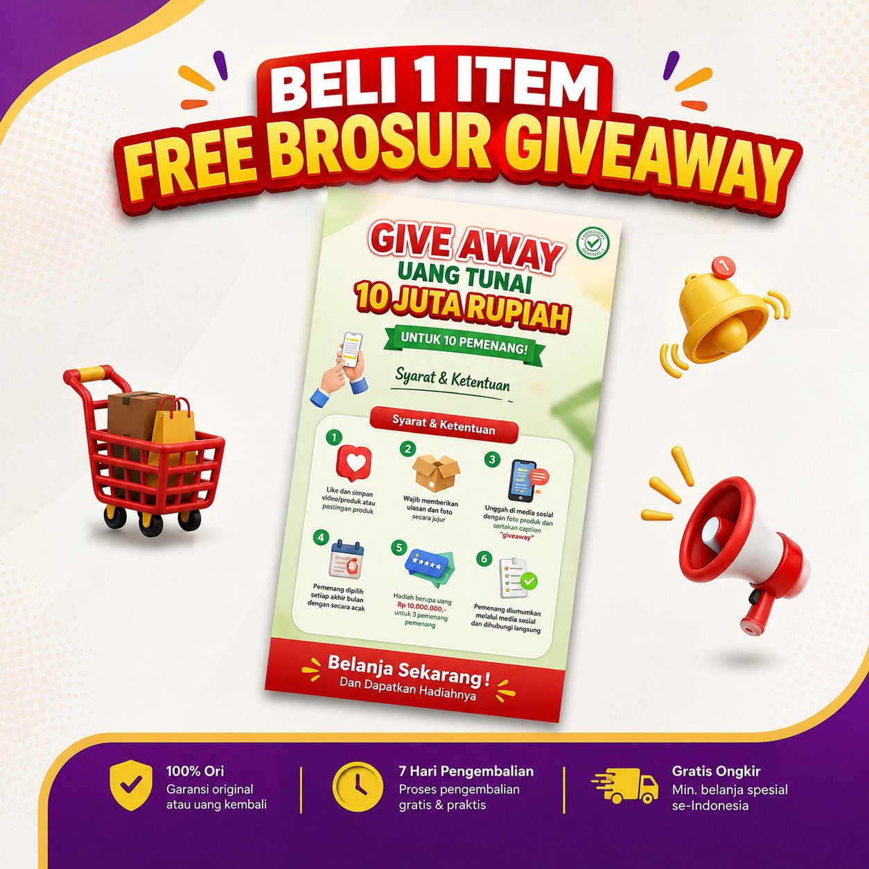 FREE Brosur Give Away Undian Uang Tunai Setiap Pembelian Semua Produk - Nana Herb Store