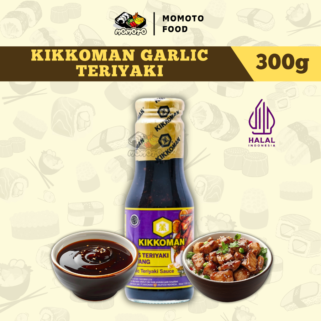 KIKKOMAN Saus Garlic Teriyaki 300 Gram | Saus Teriyaki Bawang Putih Premium untuk Marinasi, Grill & 