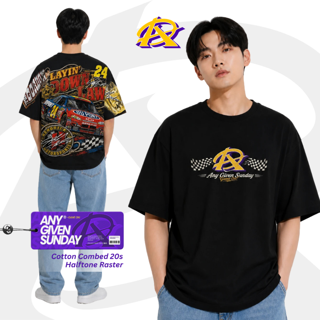 Any Given Sunday - RACING LINE GAME ON - Oversize T-Shirt Unisex Cotton Combed 20S