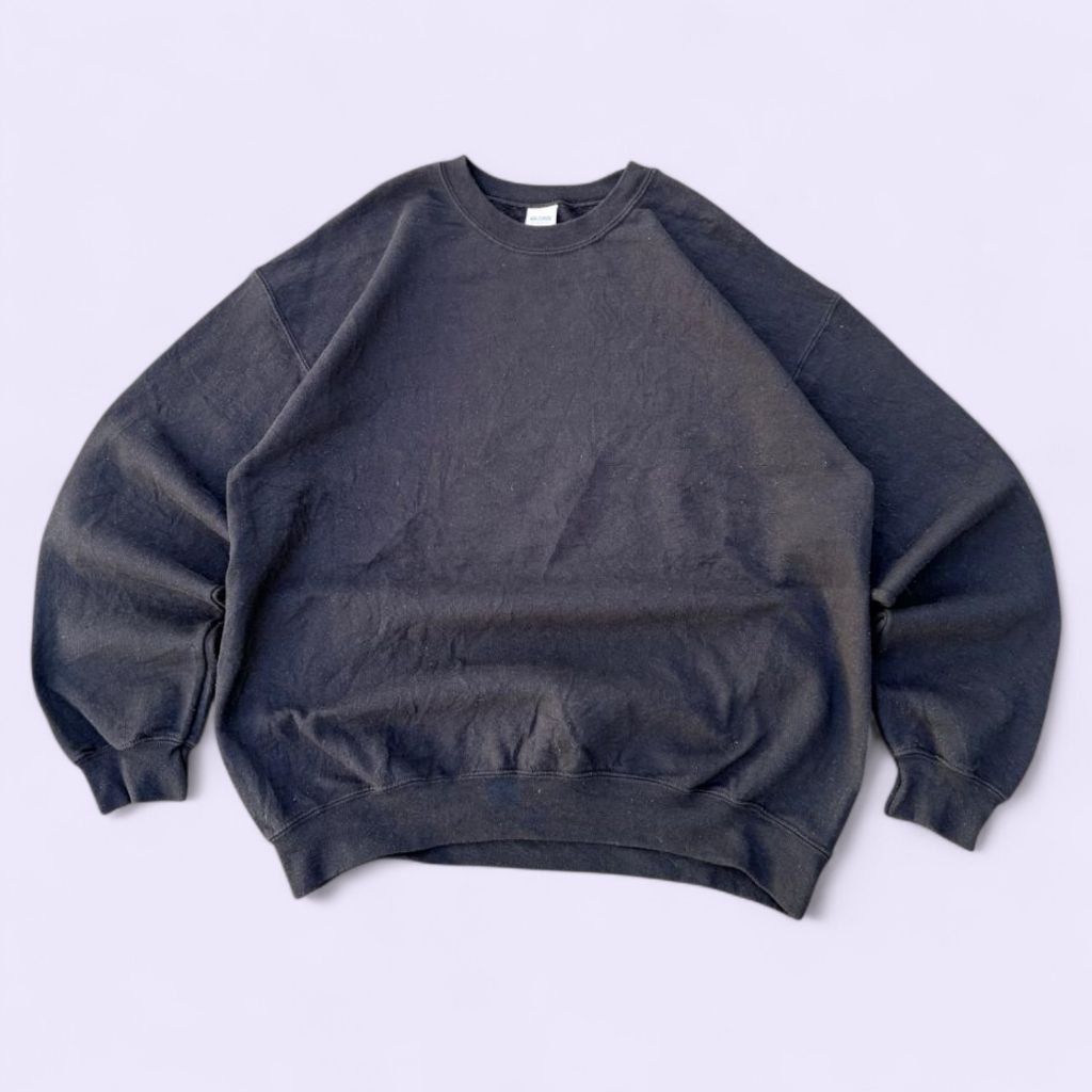 sweatshirt blank pria vintage hitam size L