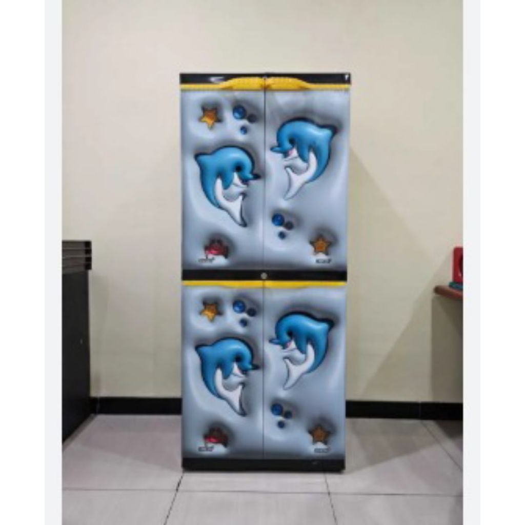 Lemari plastik murah sinbak super cabinet + KACA motif dolpi