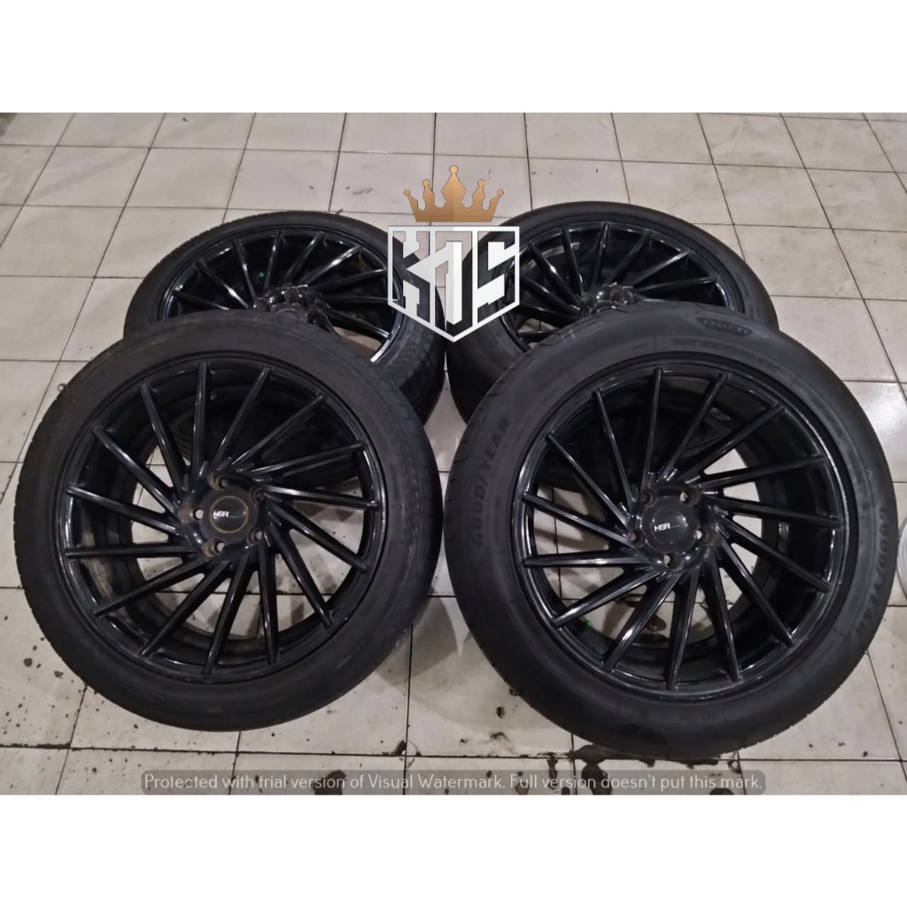 Velg Bekas HSR Wheel Type Vossen Ring 19 Lebar belang 8.5/9.5 Hole 5.114 ET 42 Black Second