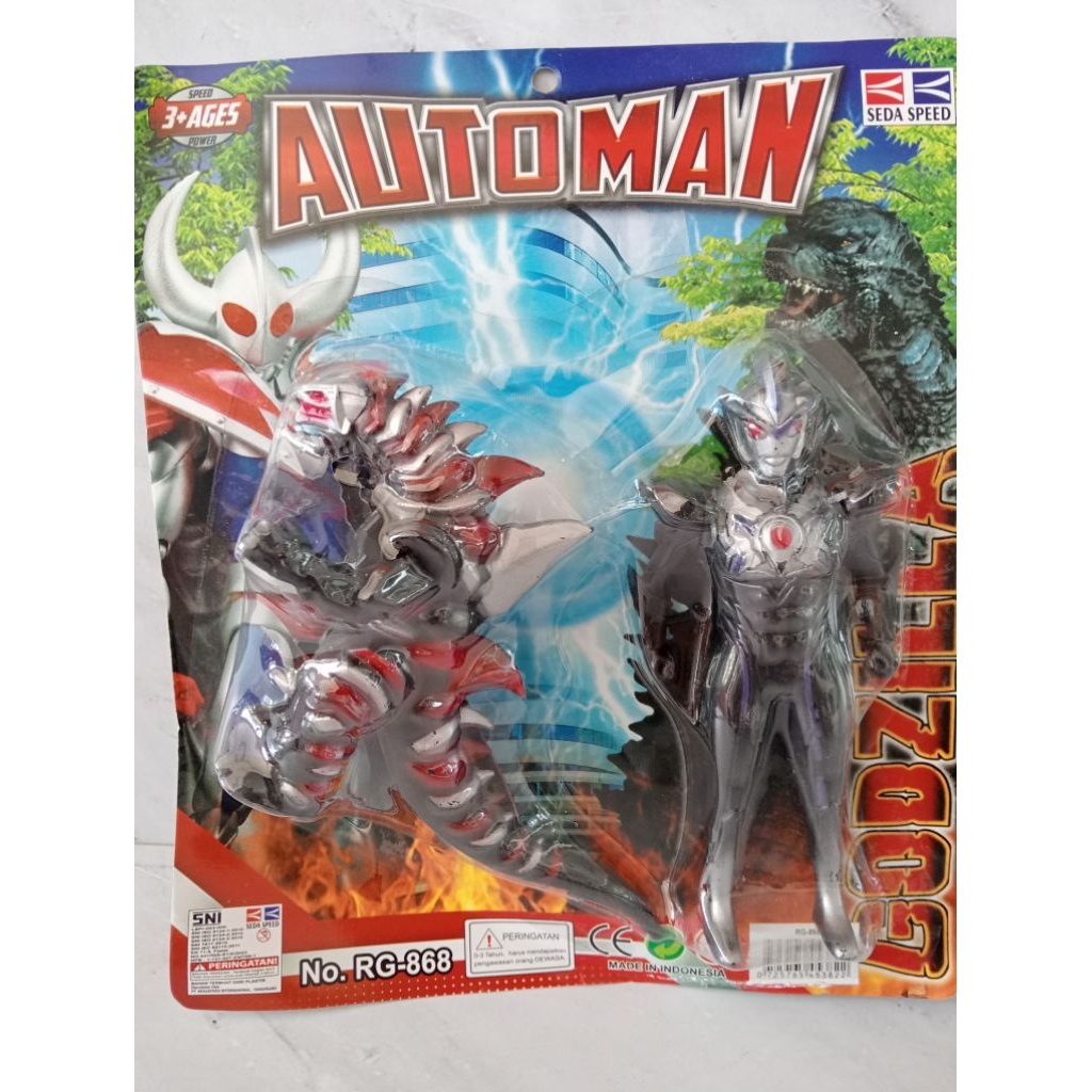 Mainan Anak Robot Automan Vs Monster Godzilla