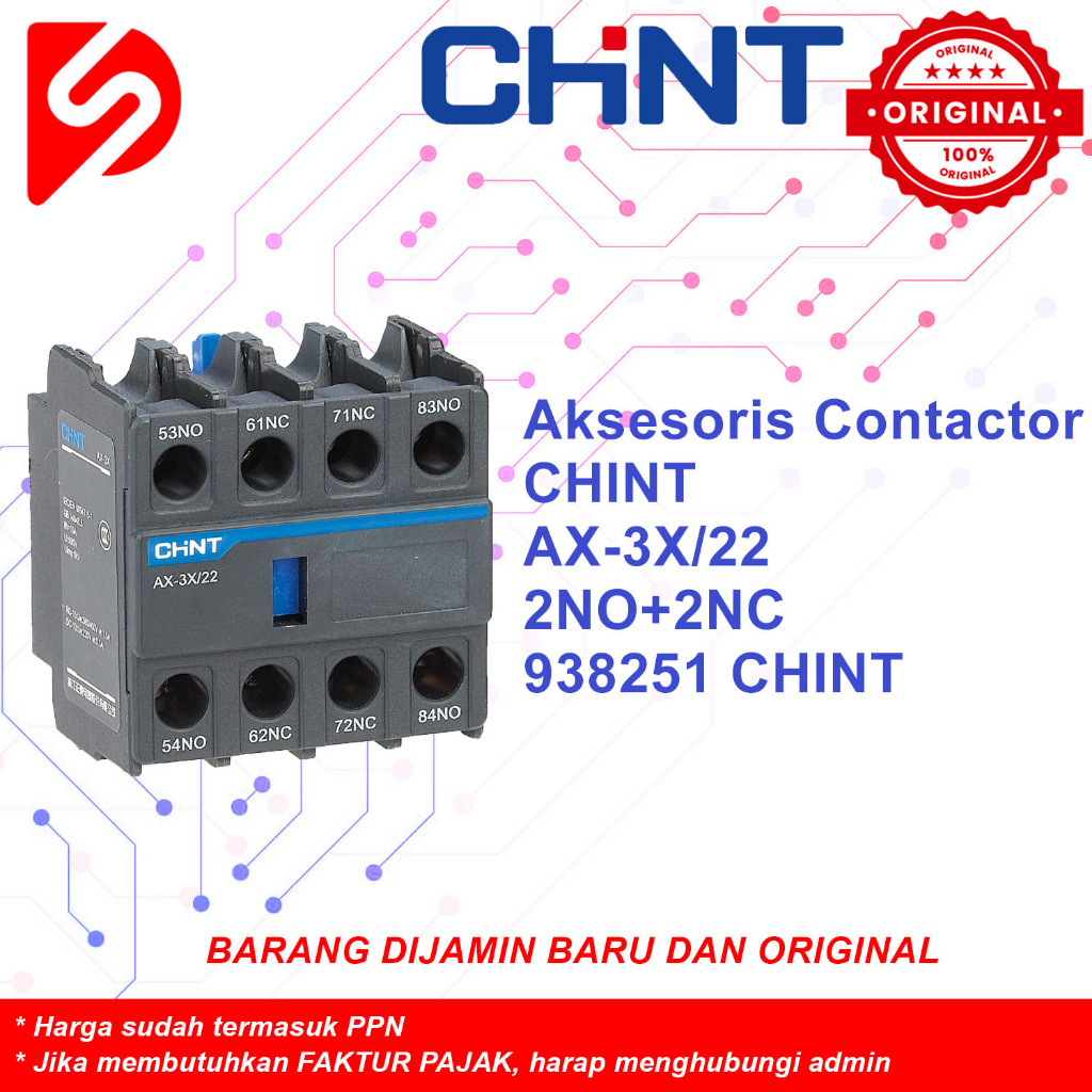 Aksesoris Kontaktor CHINT AX-3X/22 2NO+2NC Original