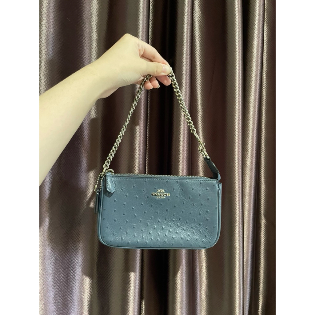 Preloved COACH Corner Zip Wristlet in Ostrich Embossed Leather