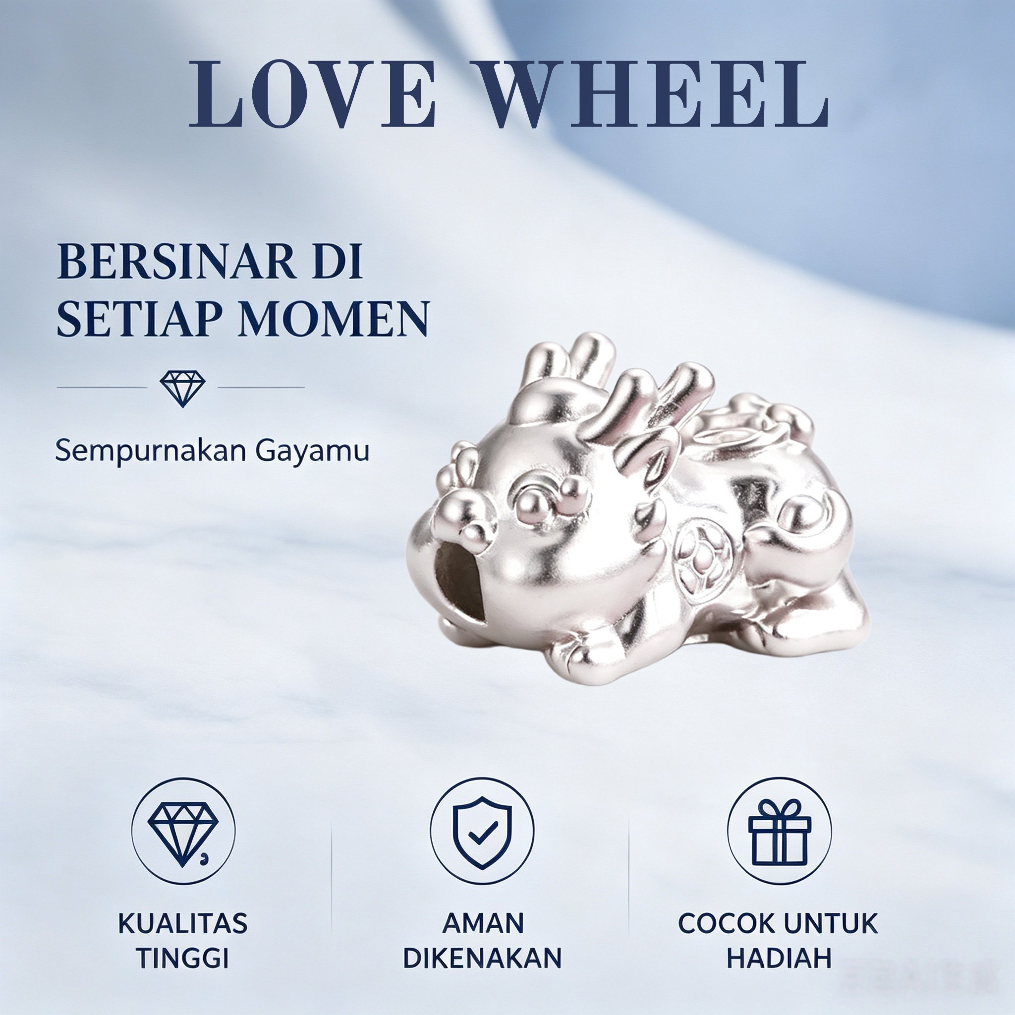 Charm Naga Kecil Imut Ukir Koin Perak DIY Manik Gelang Kalung Aksesoris Perhiasan Wanita Pria Ready 