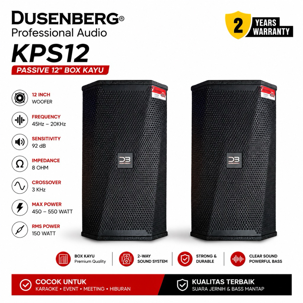 Speaker Pasif 12 Inch DusenBerg KPS12 Box Kayu Passive Original