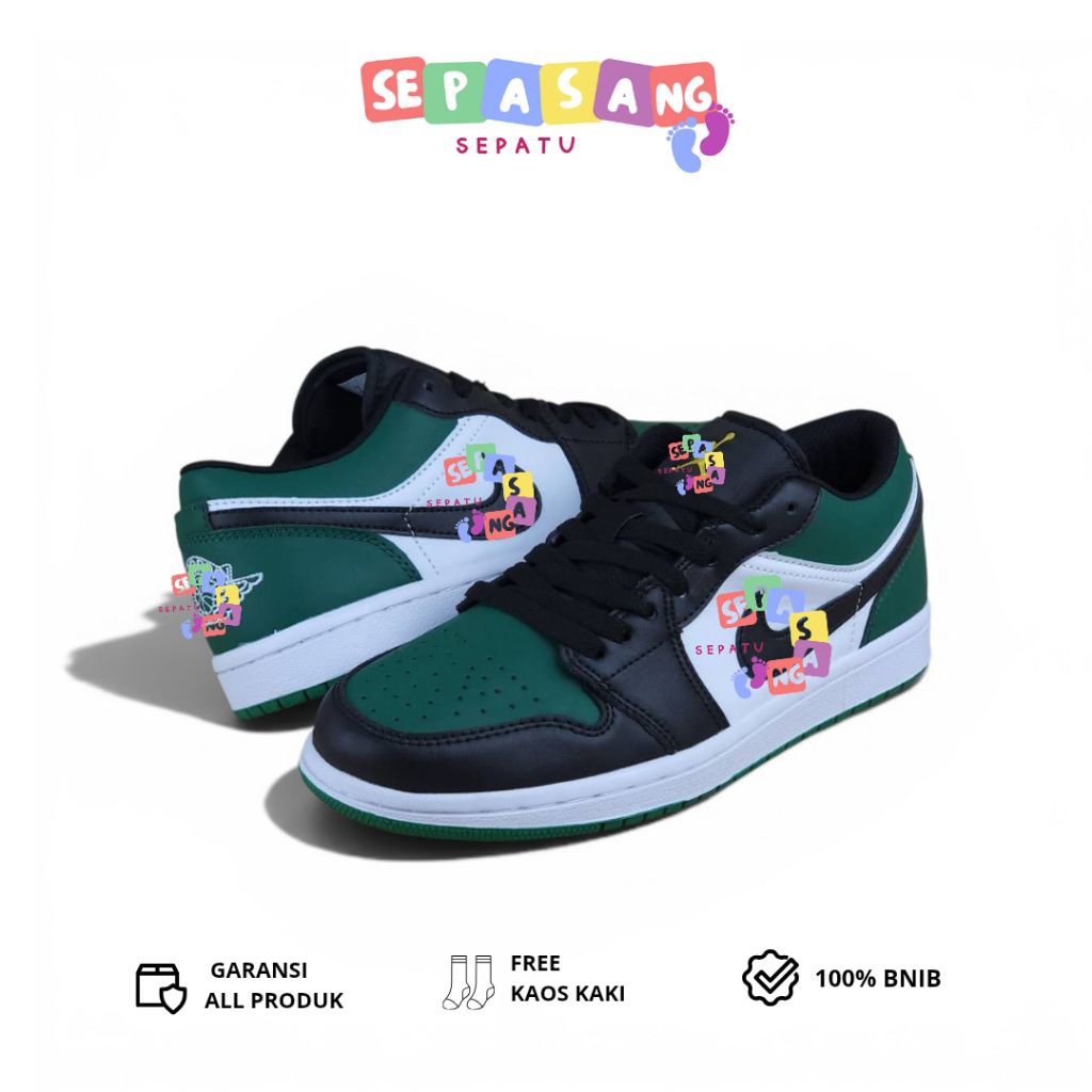 Sepatu Jordan 1 Low Green Toe