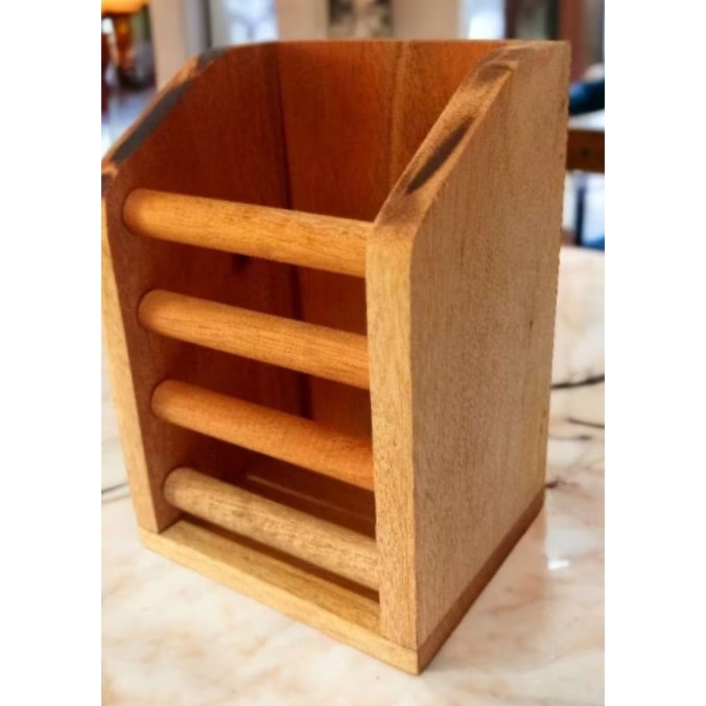 Tempat Sendok Kayu / Tempat Pensil / Kotak Alat Barbershop Kayu Aesthetic Serbaguna_kotak sendok