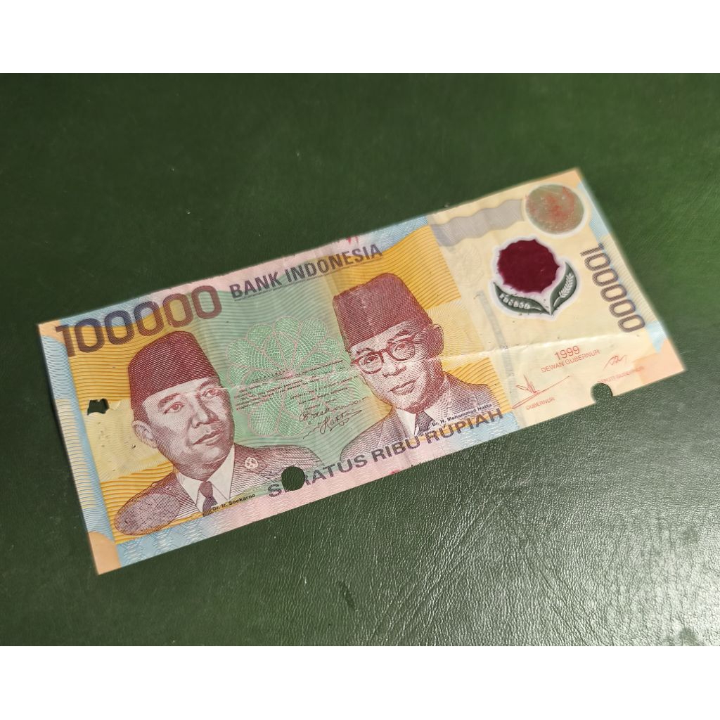 uang kuno 100 rb polimer jelek bekas beredar asli