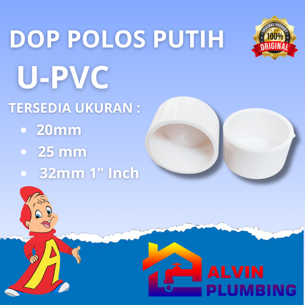 [32mm] Dop Pvc Polos 1" inch Putih, Cap tutup pipa pvc 32mm Dop Hidroponik 1"| Dop pipa aquarium 1" 