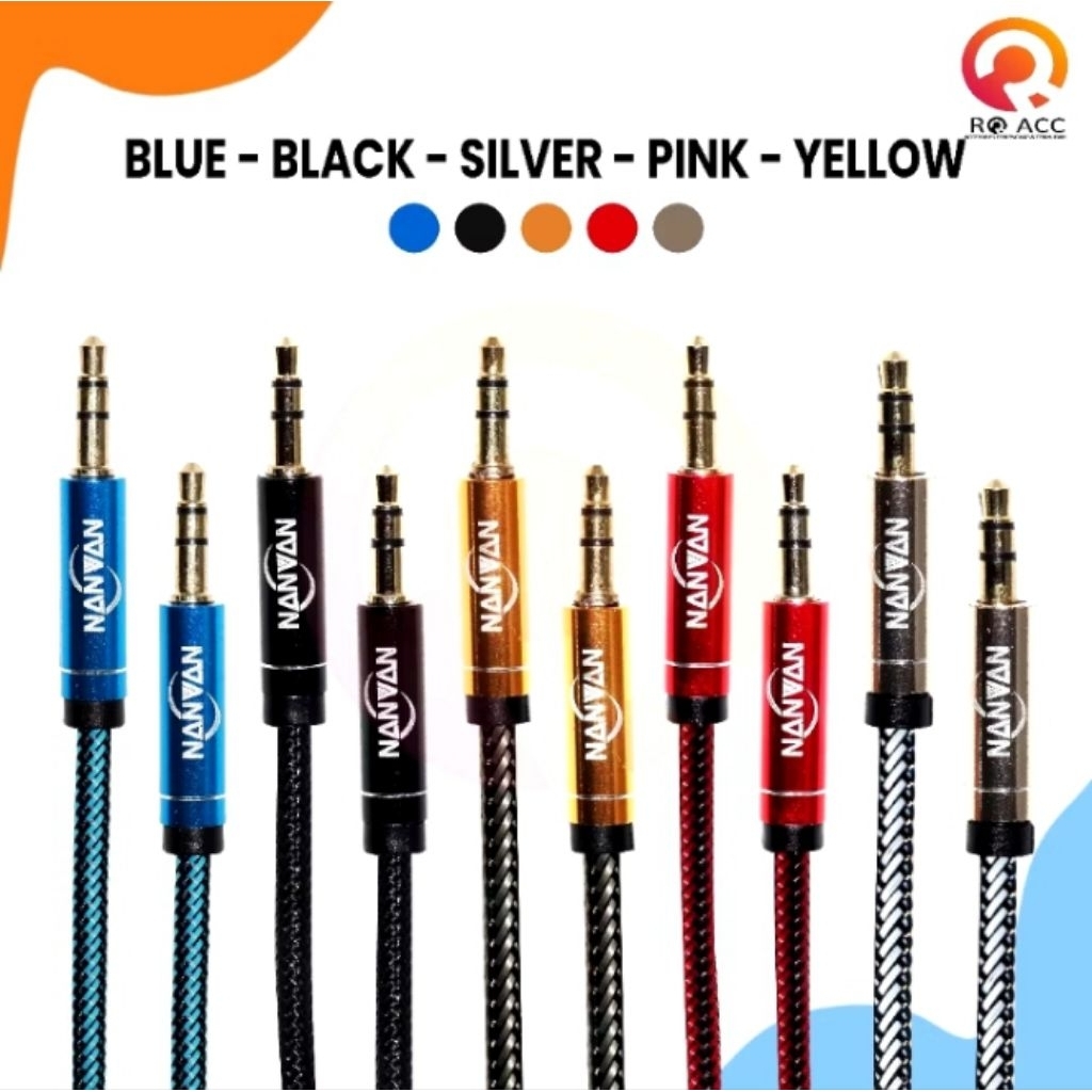 NANVAN Kabel AUX Audio Jack 3.5mm Metal 1M Premium – Kabel Aux HP ke Speaker Mobil, Laptop, PC, Komp