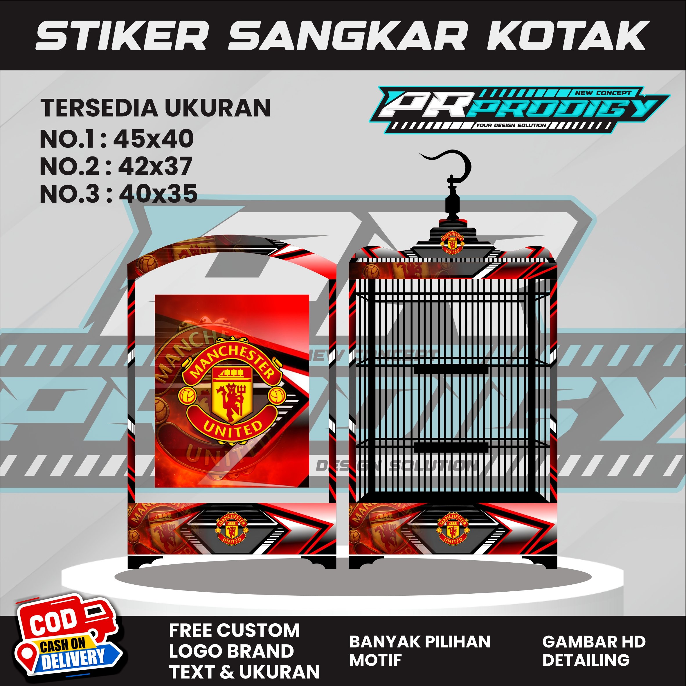 Stiker Decal MANCESTER UNITED /Sangkar Burung Koper/Single Fighter Kotak - Sangkar Burung Kotak