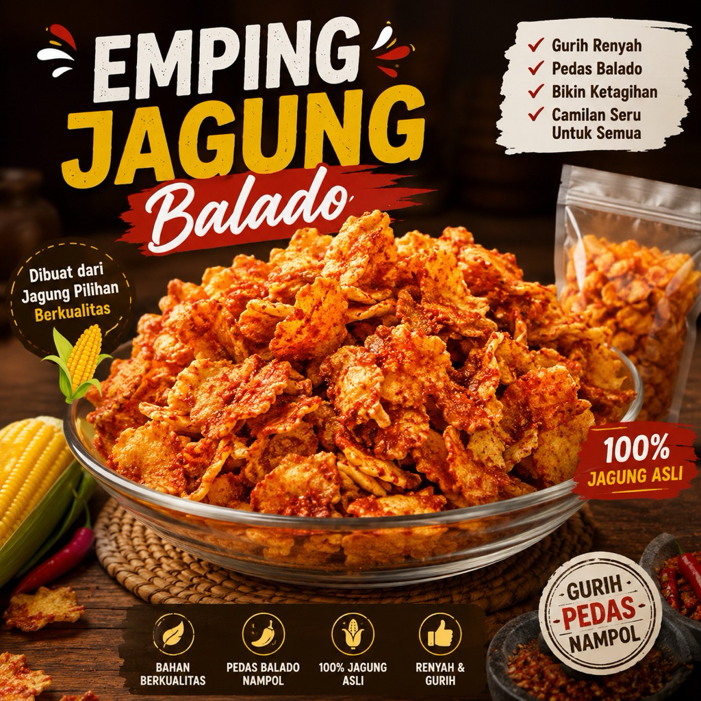 CEMILAN Emping Jagung Geprek BALADO
