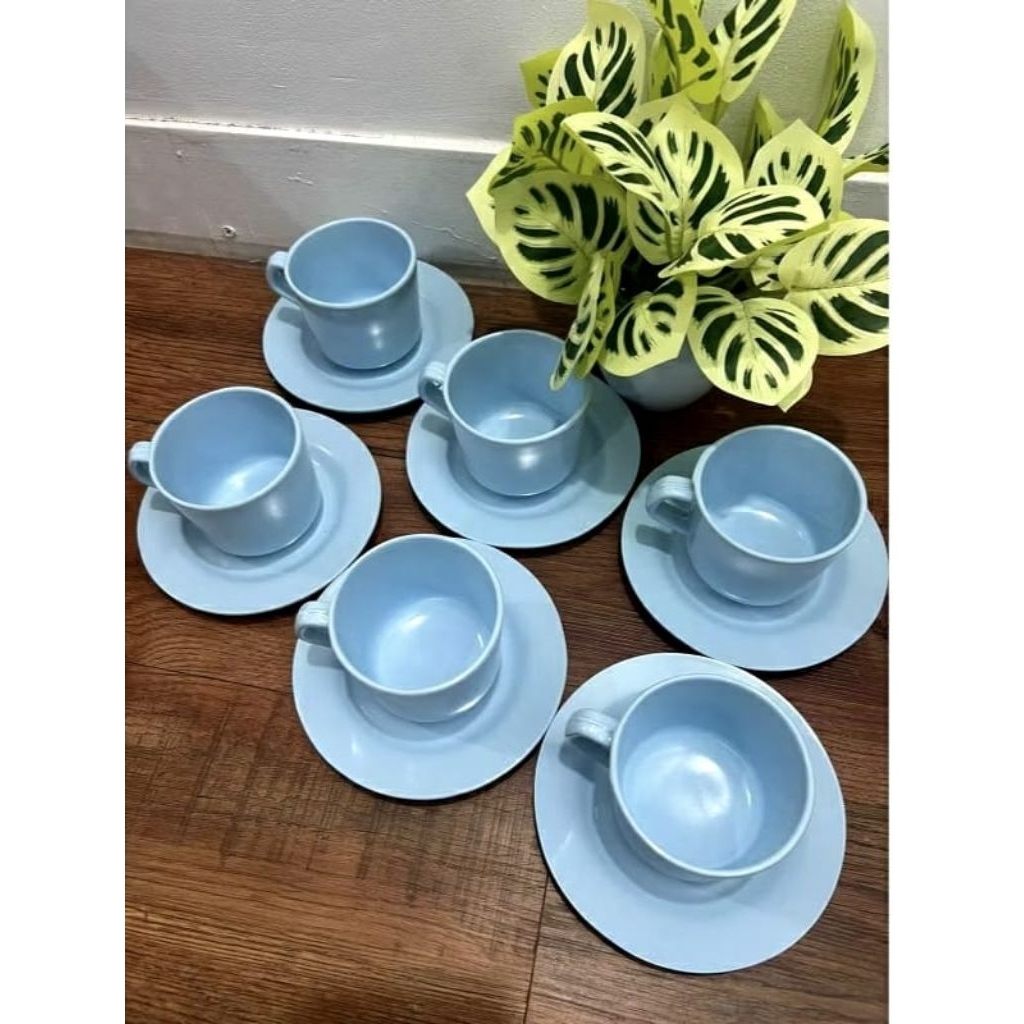 Meishing- 1 pasang Cangkir set Melamin / Cangkir Kopi Set /Cangkir Kopi / Tatakan Cangkir Set - Set 