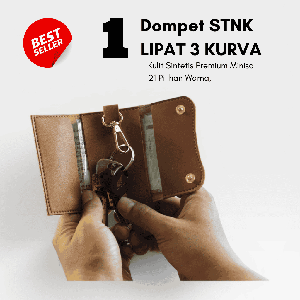 Dompet Gantungan Kunci STNK Mobil dan Motor Model Lipat 3 Kurva/ Gantungan Kunci Motor Mobil PU Leat
