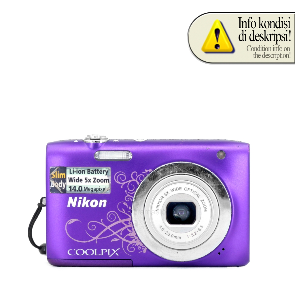 Kamera Digital Pocket Nikon COOLPIX S2600 HD (Ungu Berornamen) | 14.0 Megapixels - Digicam