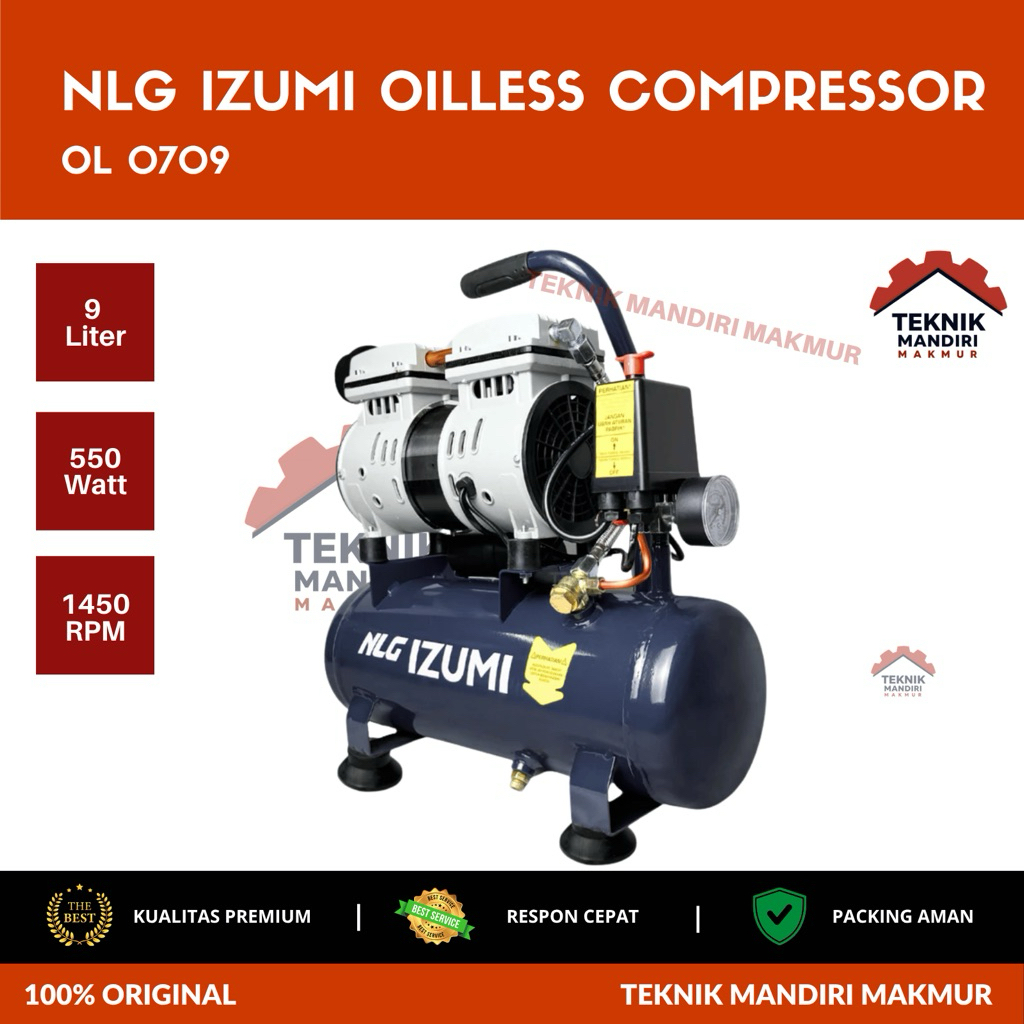 NLG Izumi Ol 0709 Kompresor Angin Listrik Oil Less Compressor