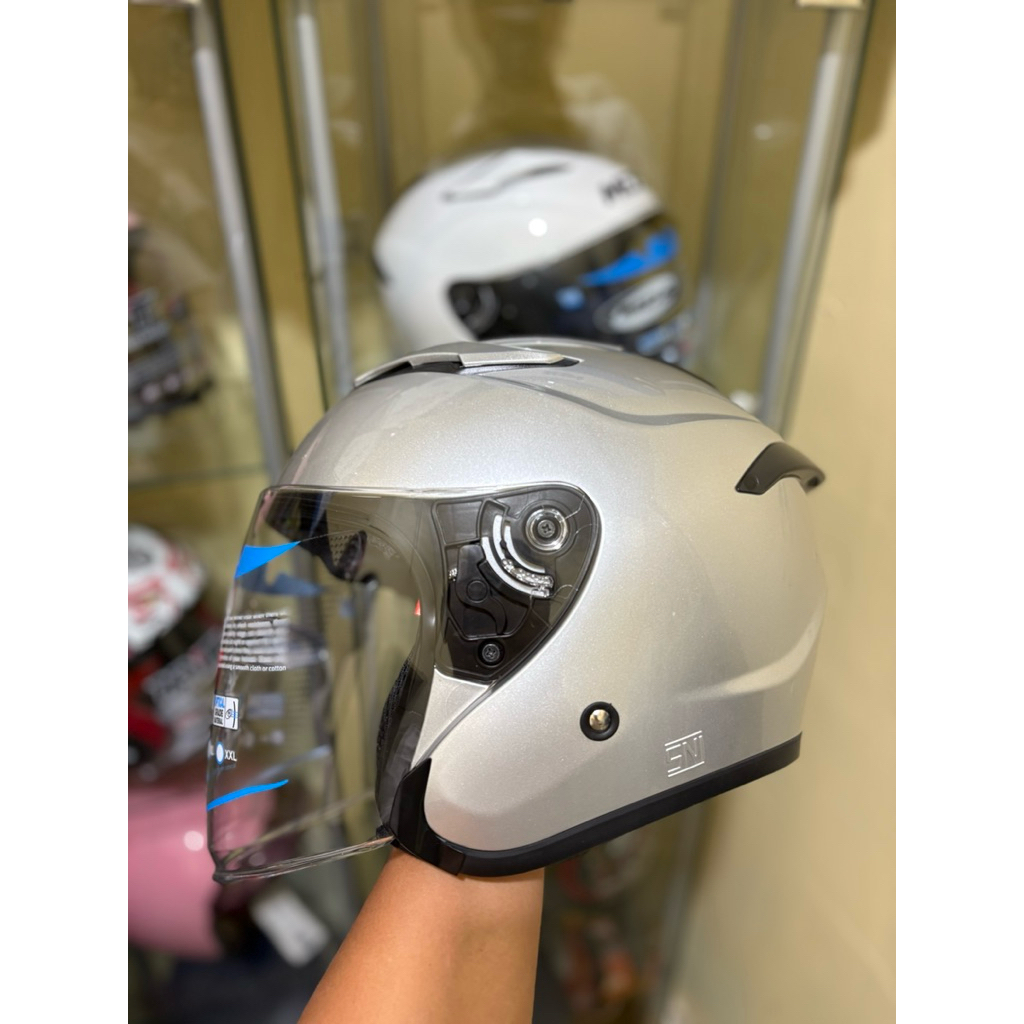 Helm MDS VOLTUS Solid Silver Half Face Support Intercome SNI