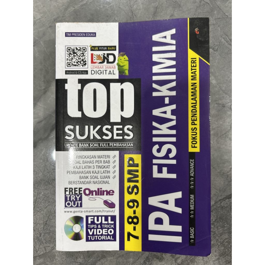 Buku Top Sukses IPA Fisika Kimia SMP Kelas 7 8 9 Genta Smart Original Baru Kosong Plus CD