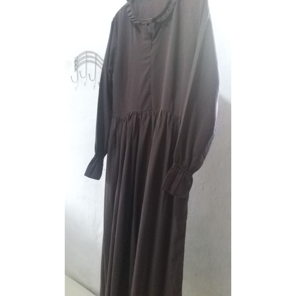 Preloved gamis set khimar wolfis warna mahoni no brand