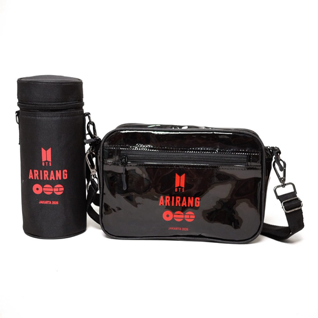 Paket Tas Selempang Arirang Smoke Black Bag Waterproof Konser BTS ARMY Clear Bag + Light Stick Case 