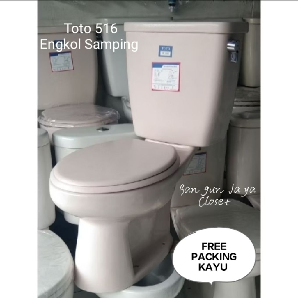 Closet duduk toto 516 warna pink kondisi secend bekas pakai Free packing kayu/valet