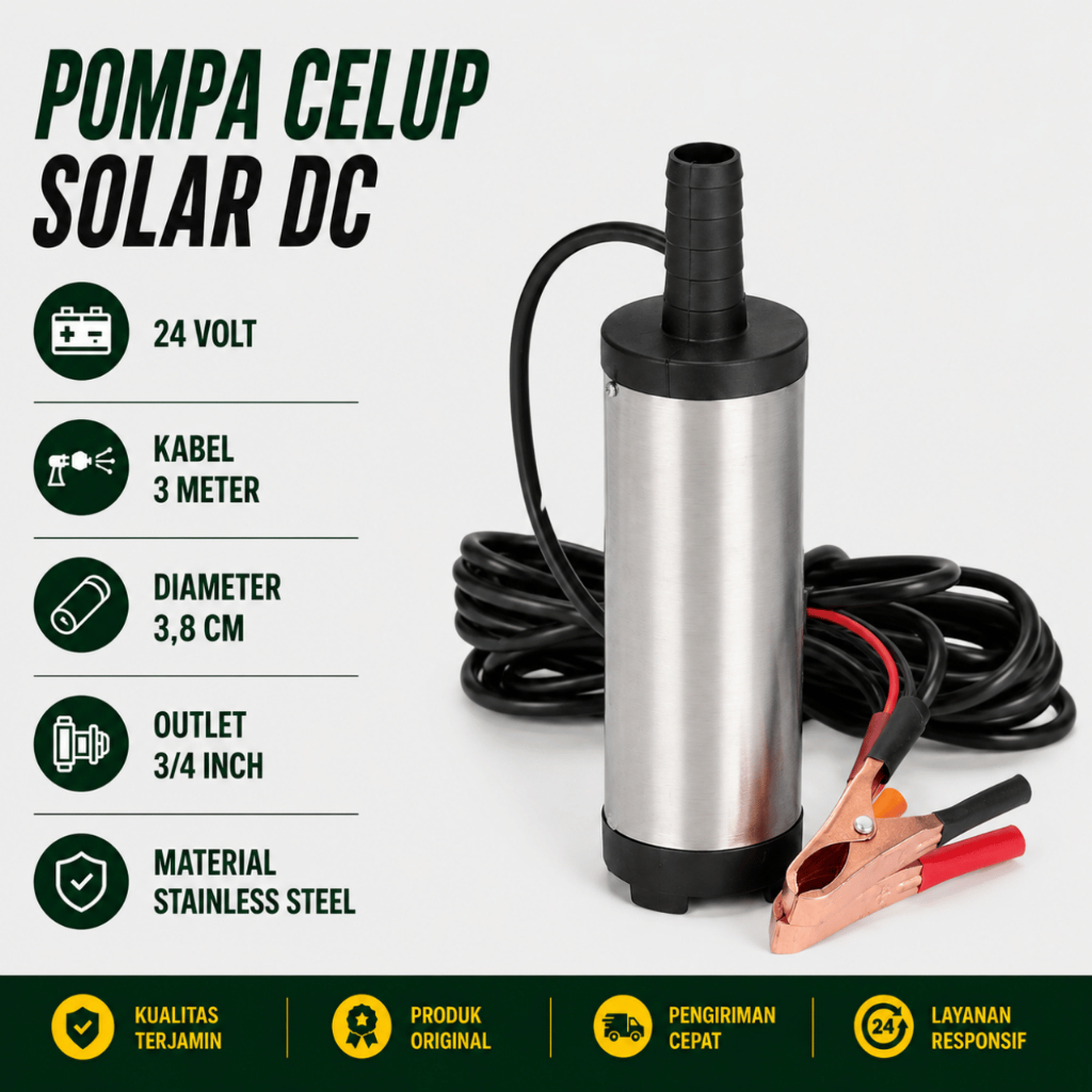 Pompa Celup Solar DC 24 Volt Pompa Celup Kuras Minyak Solar Portable Pompa Solar Mini