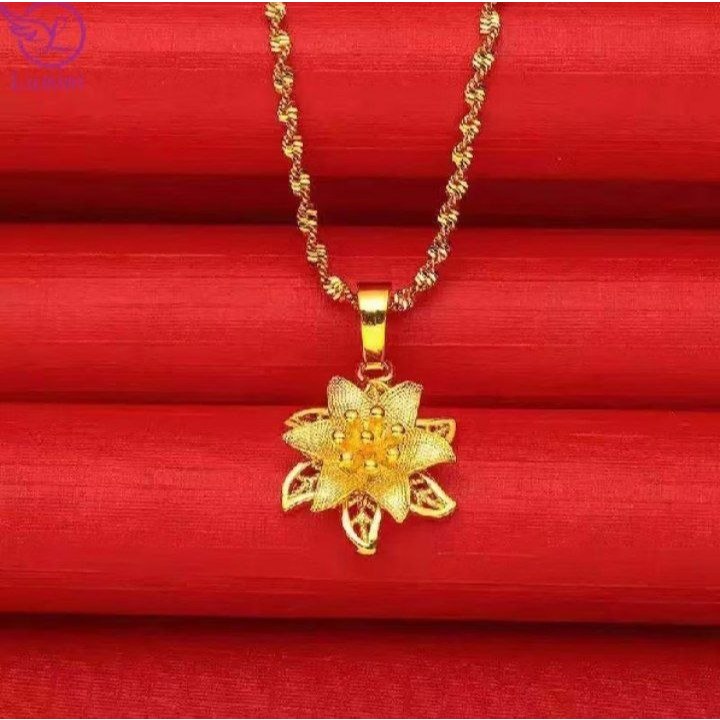 KALUNG WANITA TITANIUM MELINTIR MOTIF BUNGA KENDARI / Kalung Kendari