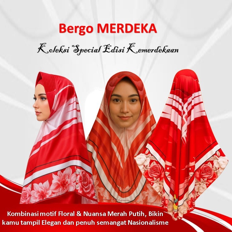 Bergo printing premium / Bergo kemerdekaan /bergo segi empat