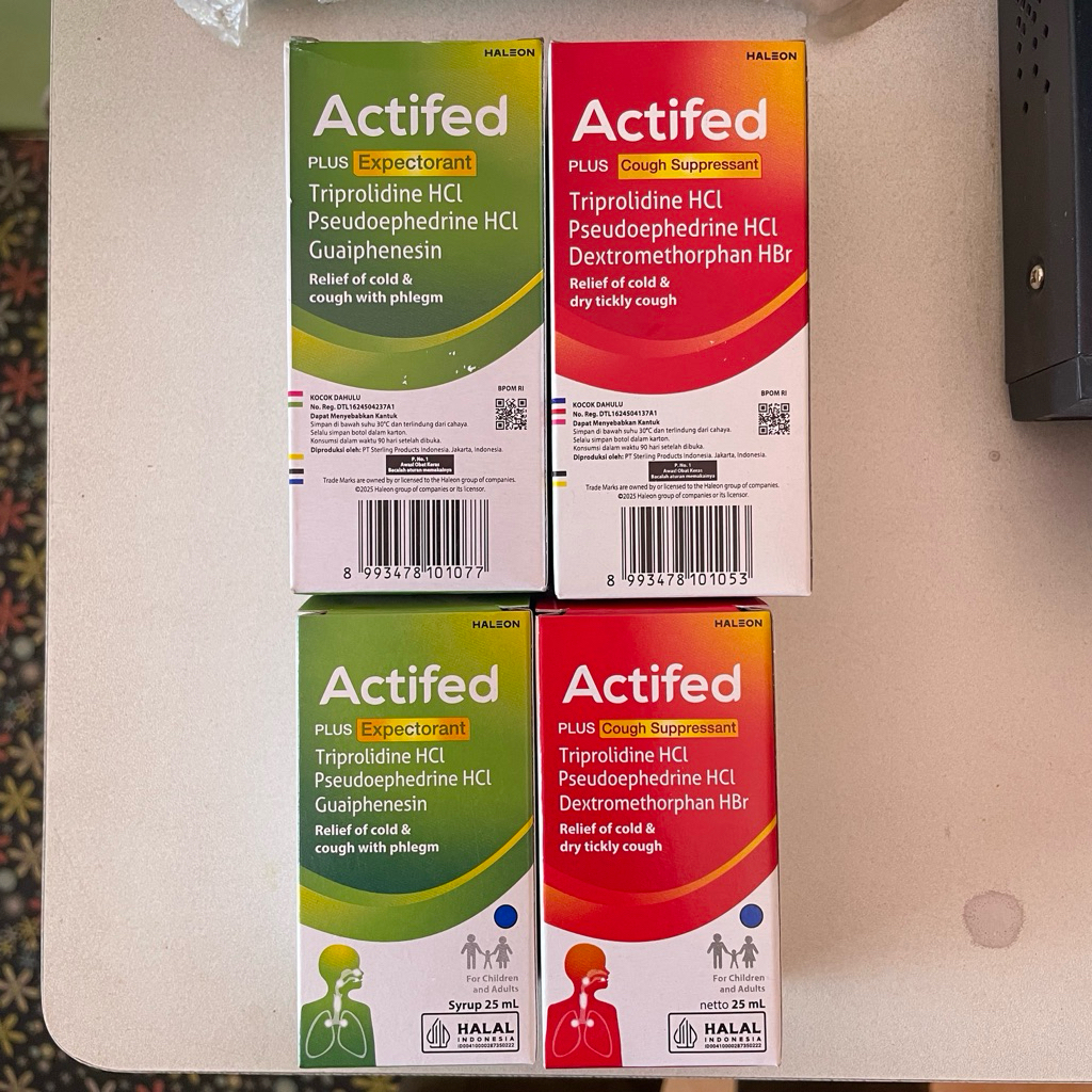 Actifed Plus Cough Suppressant Sirup (Actifed Merah) | Actifed Plus Expectorant Sirup (Actifed Hijau