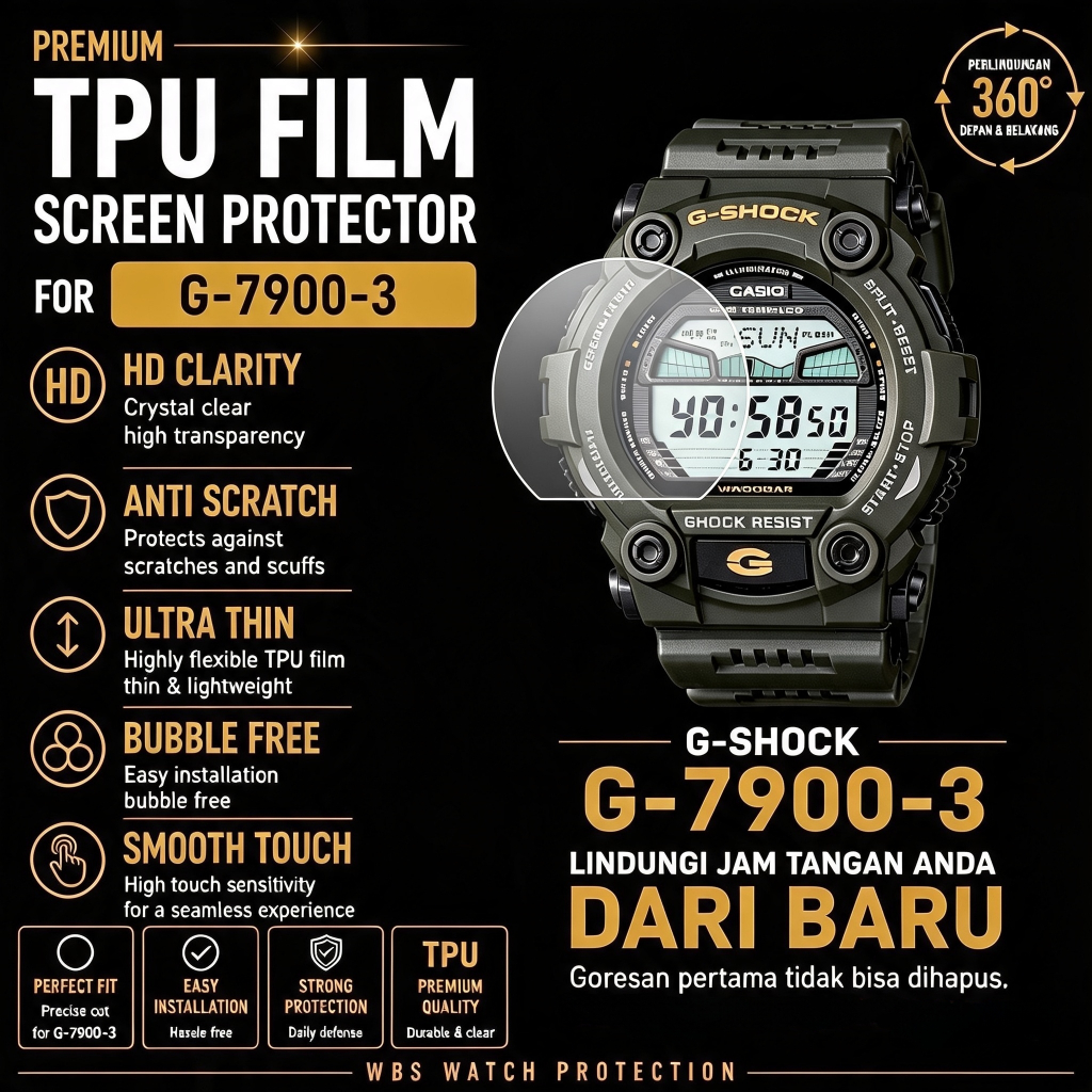 Anti Gores G-Shock G-7900-1 G-7900A-4 G-7900-2 Screen Protector Pelindung Kaca Jam Tangan