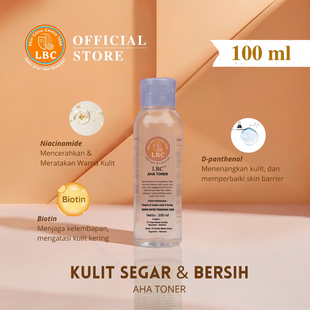 LBC-AHA Toner With Niacinamide 100ml | Cerah, Glowing  & Oil Control | Untuk Kulit Berjerawat, Berun