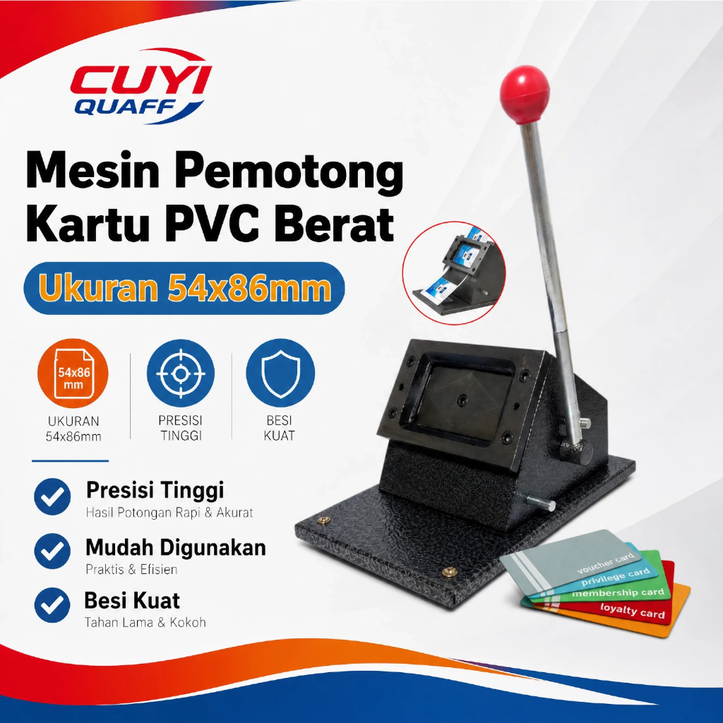 QUAFF Mesin Pemotong Kartu PVC 86x54mm / Alat Plong ID Card Heavy Duty - Presisi Tinggi & Tahan Lama
