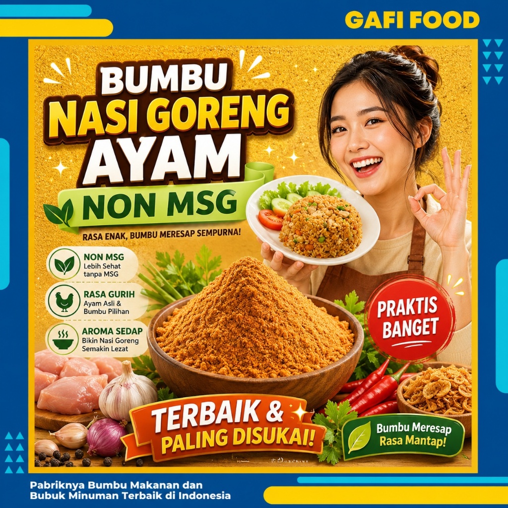 BUMBU TABUR NASI GORENG AYAM  NON MSG 1 KG FOOD GRADE 1Kg Bubuk Bumbu Papeda Mie Lidi Makaroni