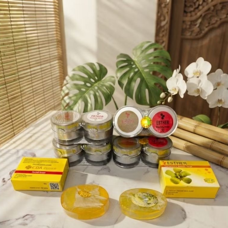 ESTHER Kaca Silver Paket Cream 3 PCS Original Beauty Cream Siang Malam + Transparent Beauty Soap Vit