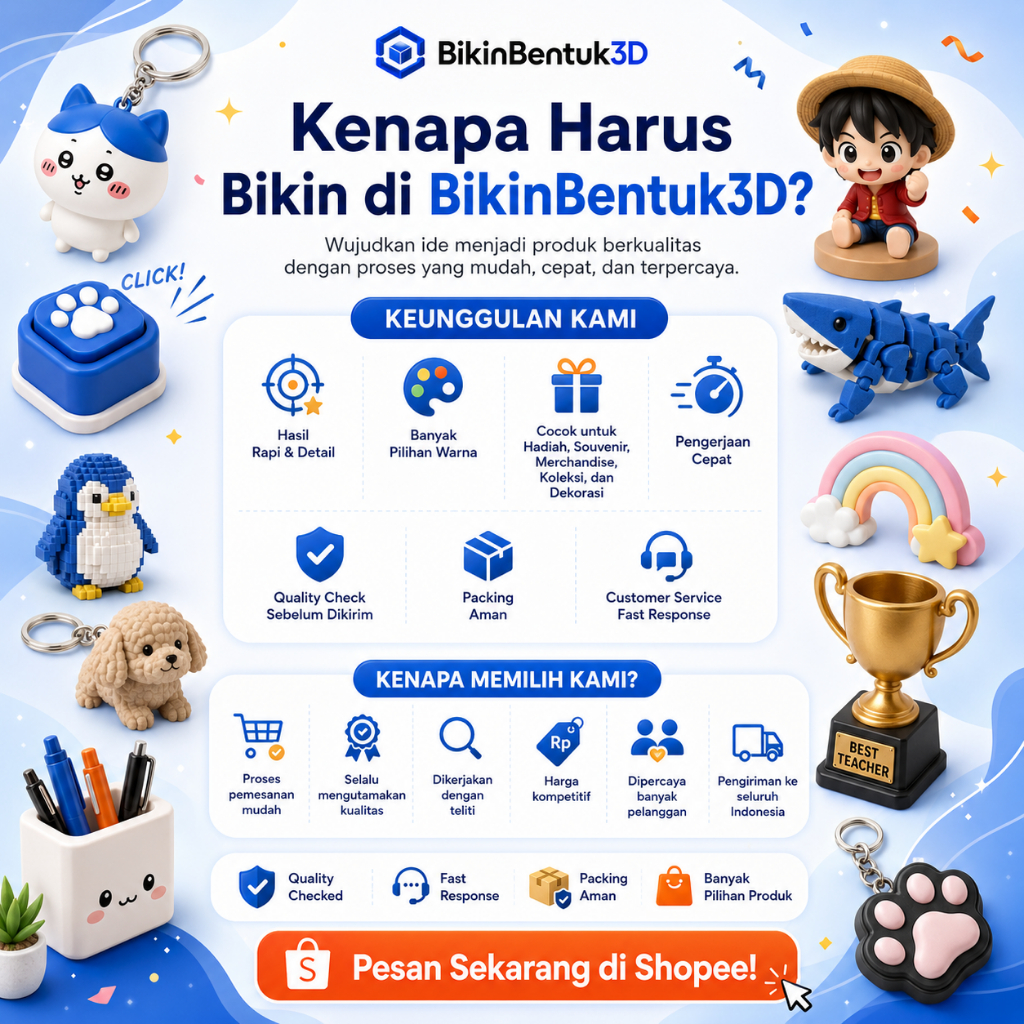 JASA CETAK 3D PRINT Sesuai Design