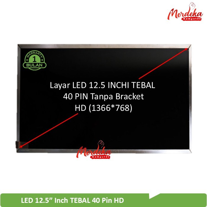 Layar Laptop LCD LED 12.5 INCH TEBAL 40 PIN
