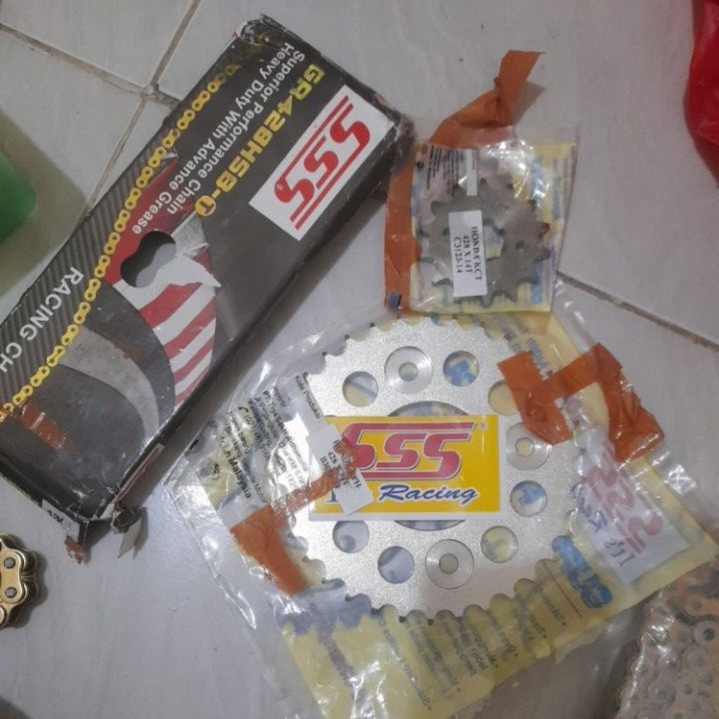 rantai sss gear depan gear belakang sss honda ktc, rx king, mega pro, rx king
