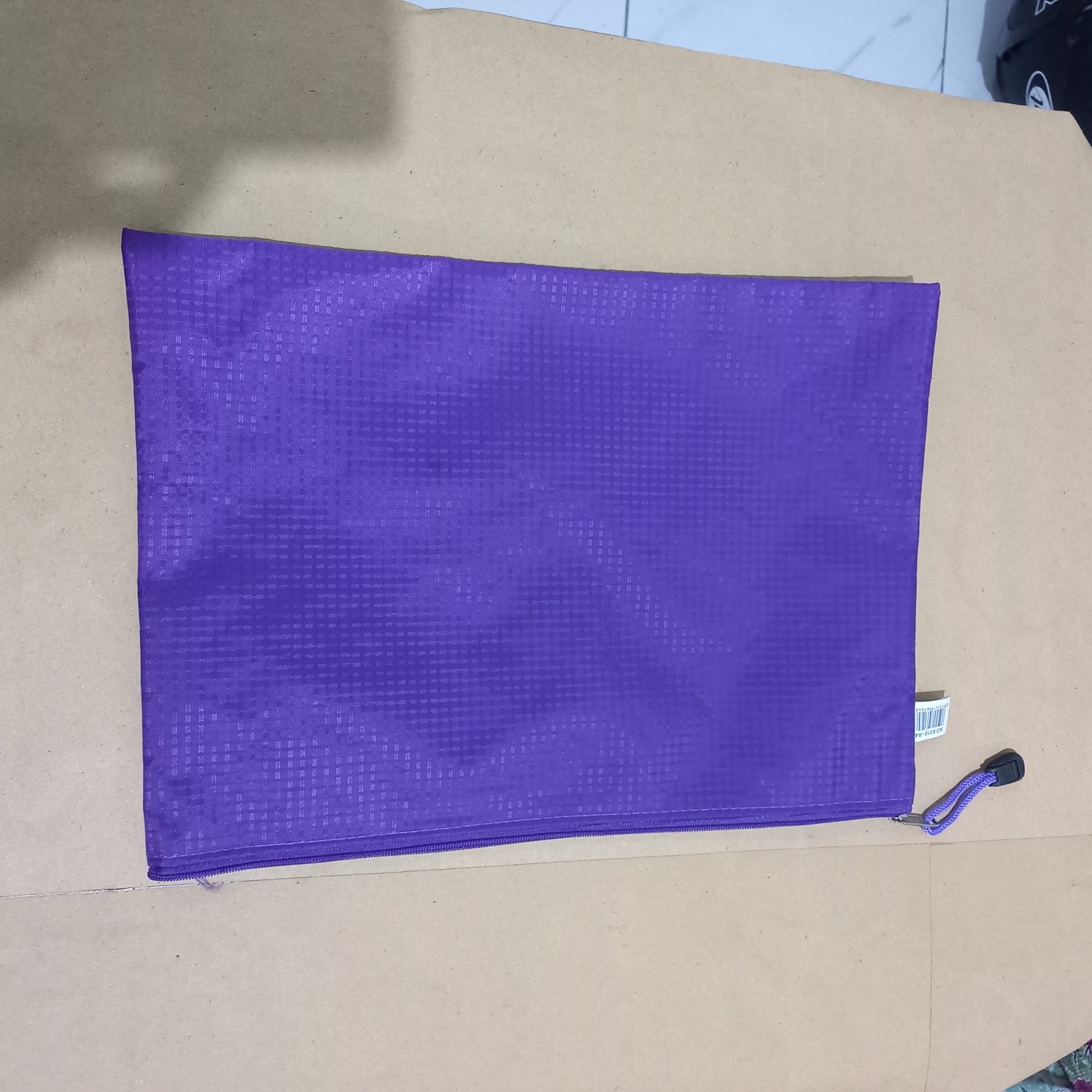 Zipper Bag Tebal Bahan Parasut A4 V-Tec 6010-A4 - Map Kain Tebal - Map Plastik Resleting - Ungu