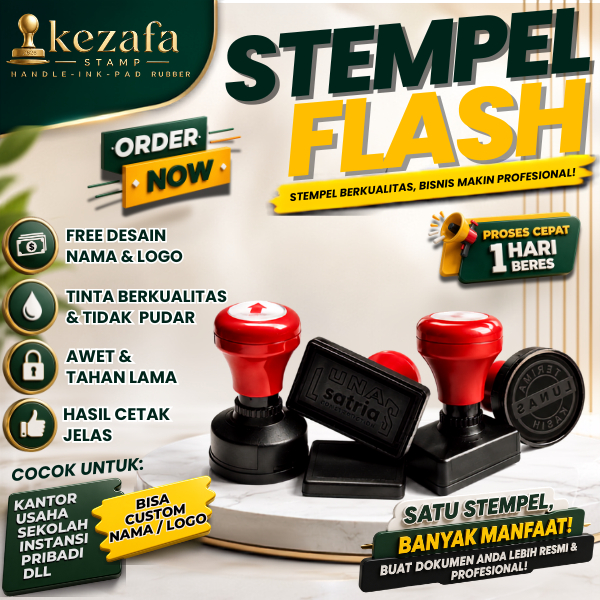 Stempel Flash Custom Stempel Kecil Free Desain Gratis Revisi dan Bebas Nama Sendiri - Kezafa Stamp S