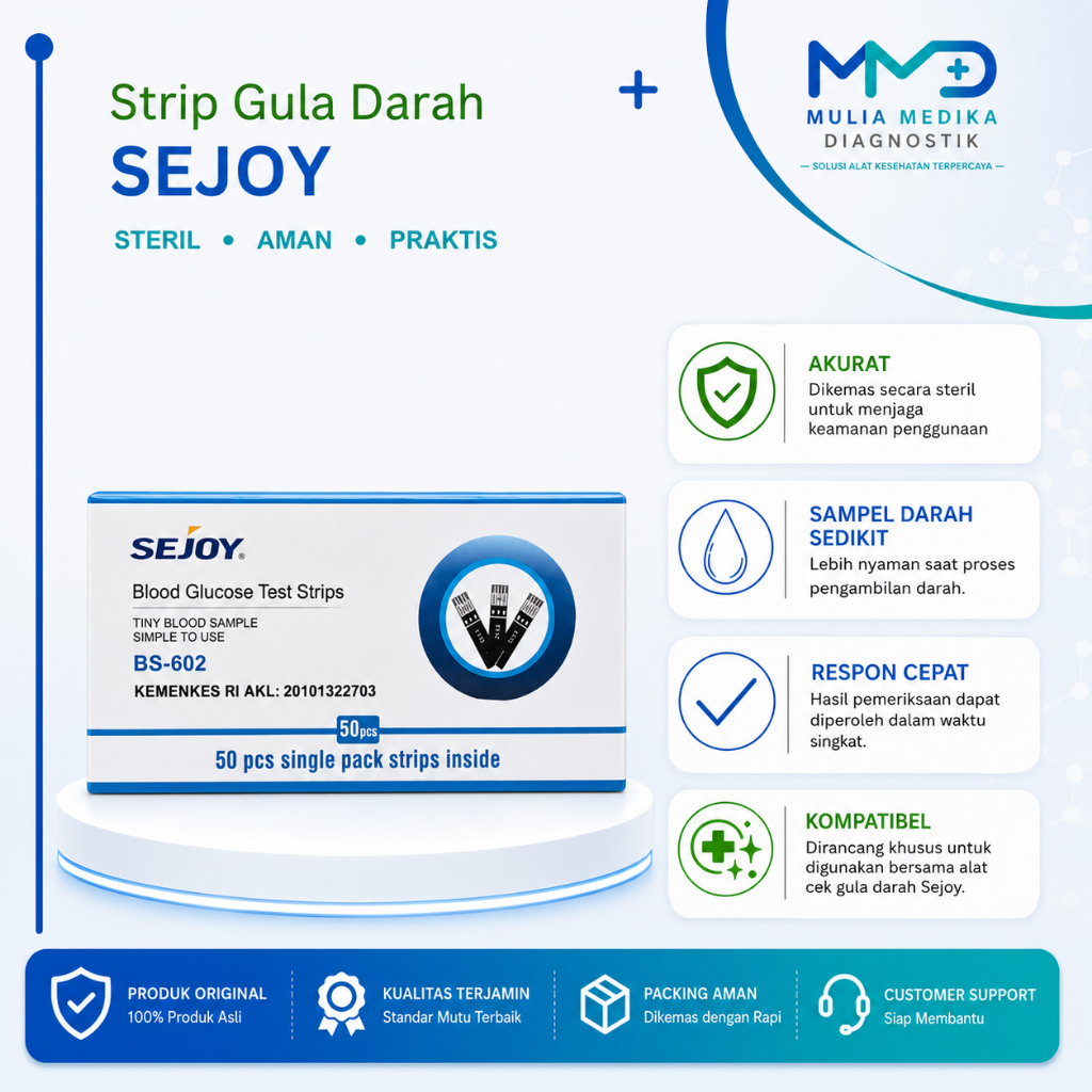 Strip Gula Darah Sejoy / Blood Glucose Test Strip isi 50strip