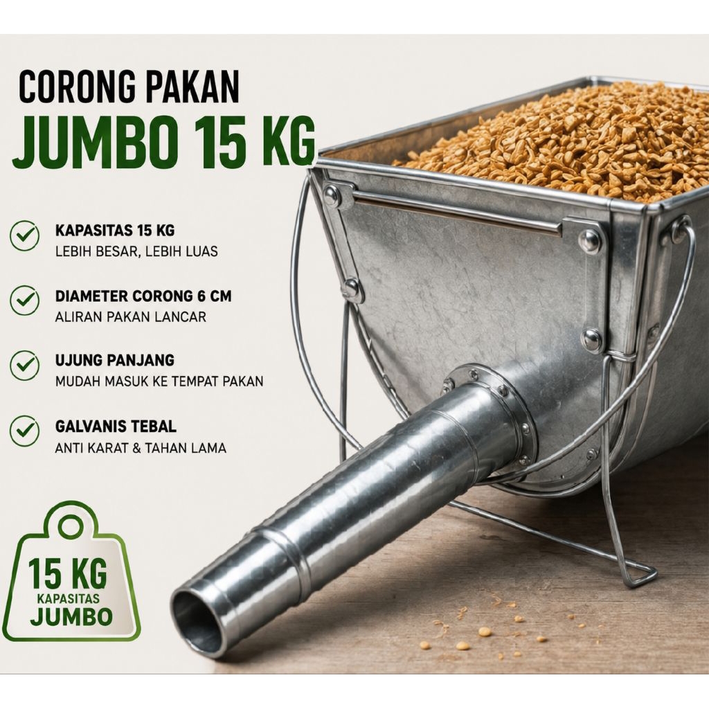 Corong Pakan Ayam Jumbo Alumunium Ringan & Tebal | Corong Pakan Ayam Petelur & Broiler | corong besa
