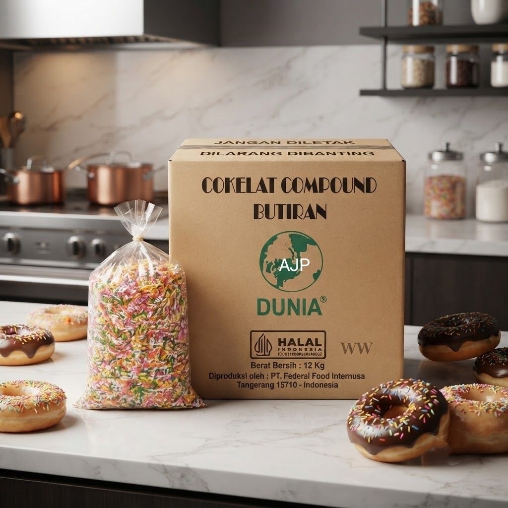 Meses / Mesis Cokelat Compound Dunia Warna Warni 1 Dus isi 12 Kg