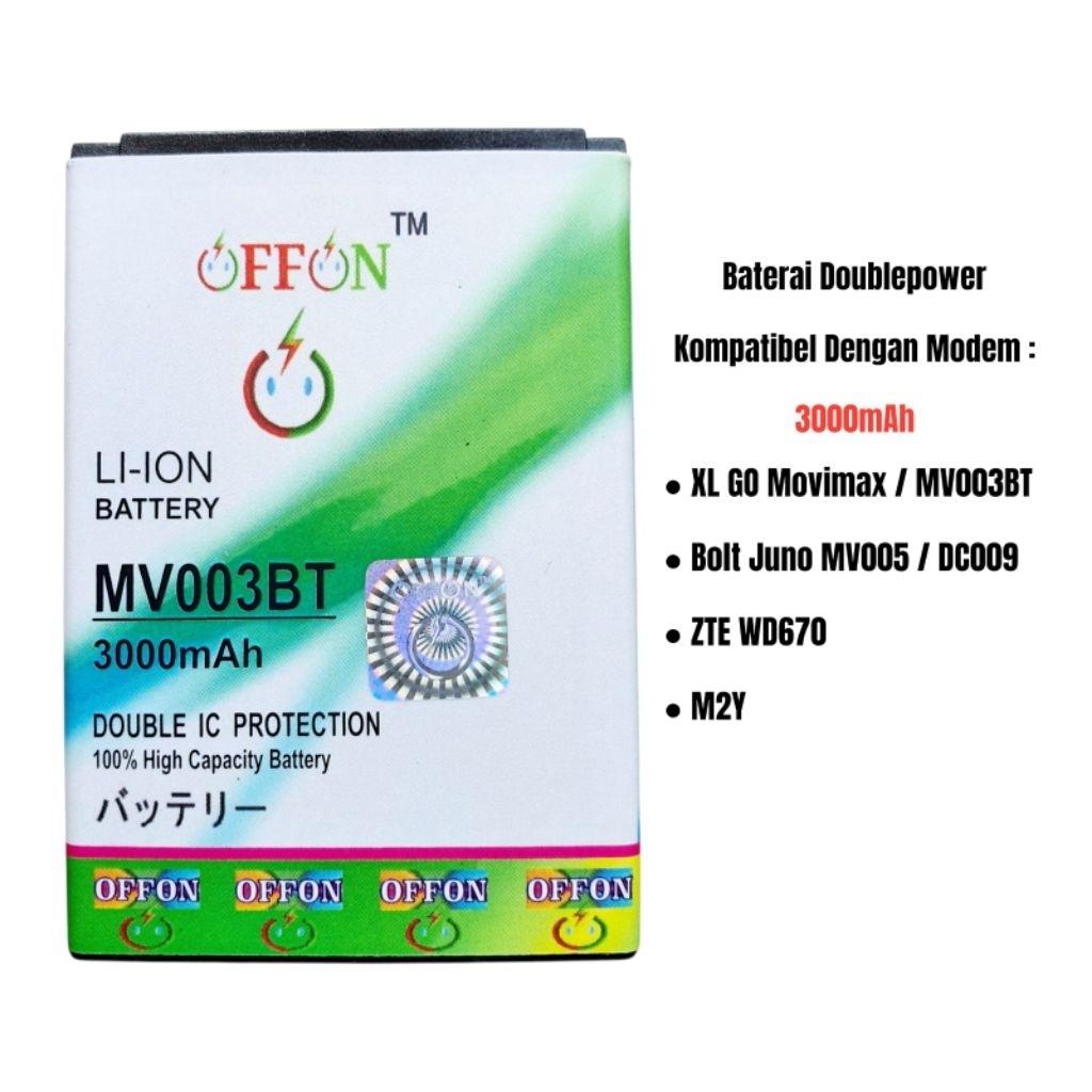 Baterai Doublepower Modem XL Go Movimax MV003BT / Bolt Juno MV005 / DC009 / ZTE WD670 Telkomsel